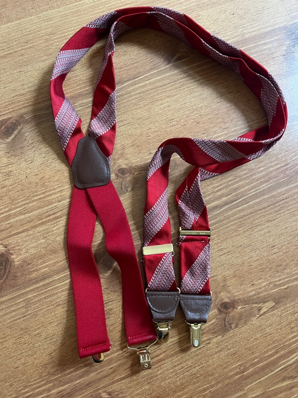 CAS Germany Men's Red Patterned Clip Suspenders